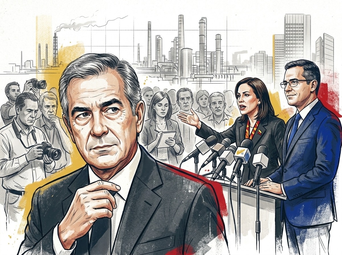 Ilustración editorial para La oposición venezolana: rentismo, partidocracia y el líder de turno