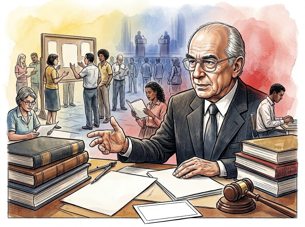 Ilustración editorial para Del ciudadano al gran elector: la reducción partidista de la vida pública