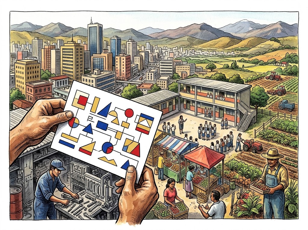 Ilustración editorial para El país real frente a las fórmulas de partido