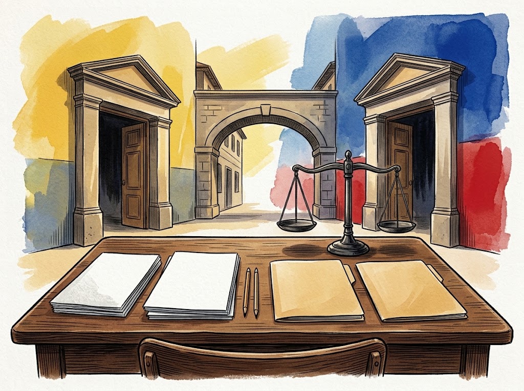 Ilustración editorial para El Decreto 321: igualdad de trato, exámenes y exigencia educativa